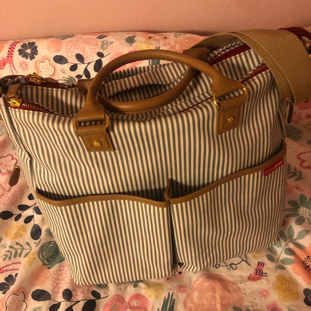 Skip hop french stripe signature duo diaper bag.